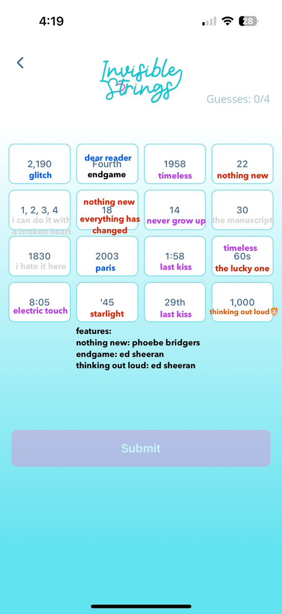 tweetsbyjesss's tweet photo. @swiftalert_13 here are my notes for anyone who is struggling to get started. not everything is 100% correct, but hopefully this is still helpful🫶🏻 #invisiblestrings #swiftalertgames
hint: think about the colors of the songs and their relation… ;) https://t.co/0s4lj7iqEB