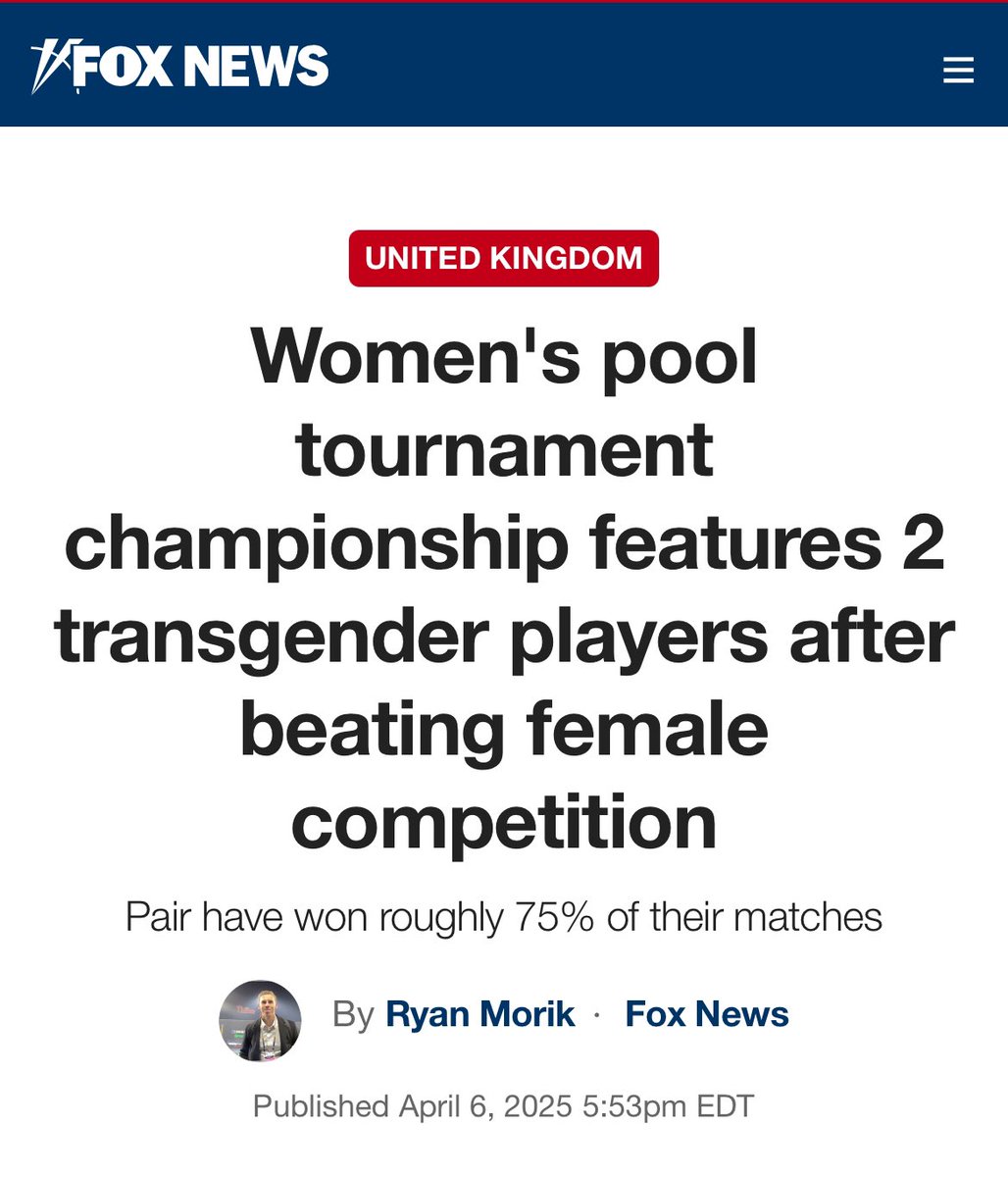 “The rules of both the English Pool Association and World Eightball Pool Federation (WEPF) state that trans-identified athletes are allowed to compete in the sport with absolutely no restrictions, according to their website.”