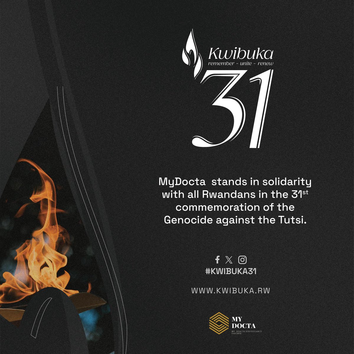 myDocta_'s tweet photo. We are standing in solidarity with all Rwandans in commemoration period of Genocide against the Tutsi in 1994.

Remember, Unite. Renew

#Kwibuka31 #RememberUniteRenew #NeverAgain https://t.co/eNuSETnuky