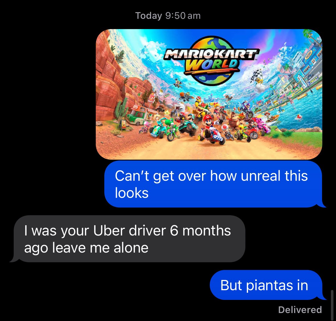 Swiftjar's tweet image. Mario Kart World though