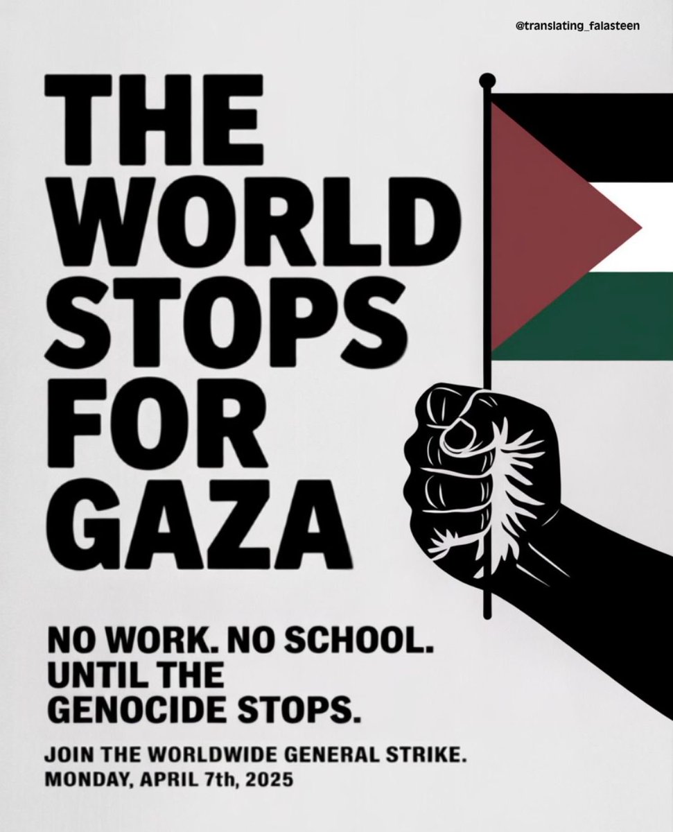 Tomorrow strike. Make your voices heard and take action. The world cannot continue as usual with a genocide beheading babies and burning civilians alive on our screens.
