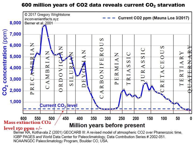 Life exists almost entirely because of carbon dioxide &amp; its astounding properties, chiefly photosynthesis. Without CO2 oxygen would be locked up in oceans of iron &amp; devoid of life as we know it. CO2 is the basis for all body mass, food chains, respiration &amp; our habitable world.