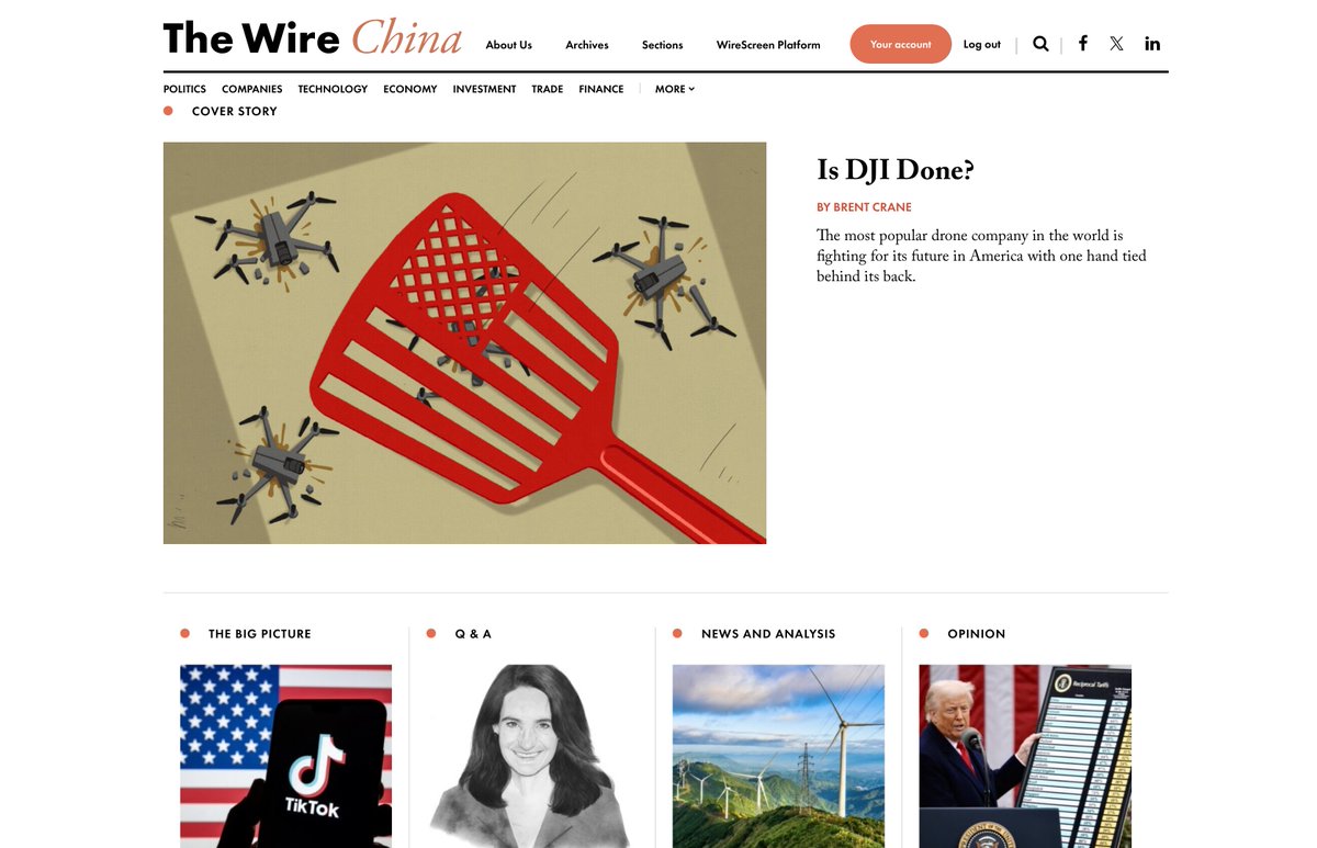 David Barboza (@davidbarboza2) on Twitter photo The latest issue of <a href="/thewirechina/">The Wire China</a> is now online, with an excellent cover story on DJI, which dominates the drone business, and a Q&A w/ Liz Economy... and more.. thewirechina.com The latest issue of <a href="/thewirechina/">The Wire China</a> is now online, with an excellent cover story on DJI, which dominates the drone business, and a Q&A w/ Liz Economy... and more.. thewirechina.com