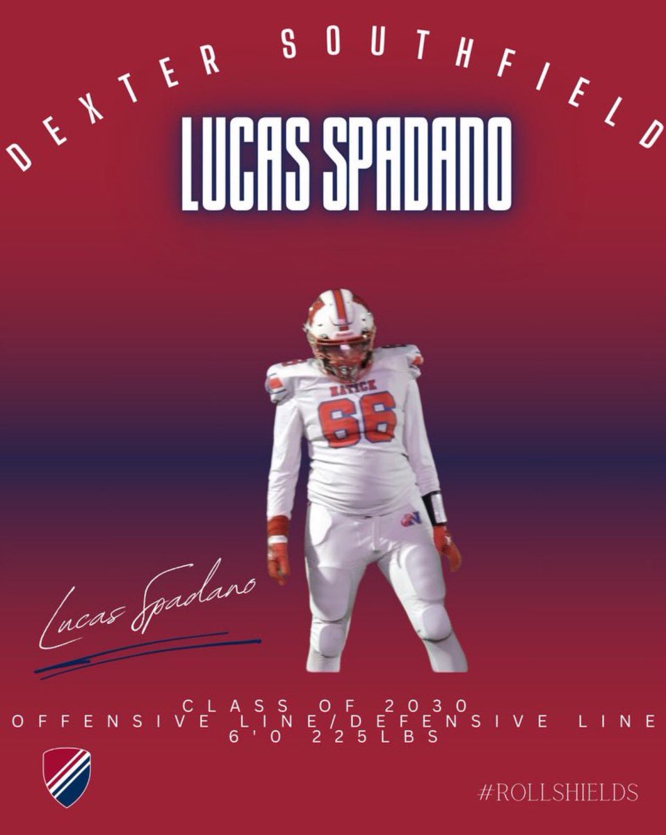 Lucas Spadano (@lucasspadano6) on Twitter photo Extremely excited to announce my decision to attend Dexter Southfield and reclass to class of 2030!
I would like to thank <a href="/CoachCDay/">Casey Day</a>, <a href="/DXSF_FB/">Dexter Southfield Football</a> and everybody else who has reached out through the entire process. I can’t wait to get to work! #Rollshields🛡️ Extremely excited to announce my decision to attend Dexter Southfield and reclass to class of 2030!
I would like to thank <a href="/CoachCDay/">Casey Day</a>, <a href="/DXSF_FB/">Dexter Southfield Football</a> and everybody else who has reached out through the entire process. I can’t wait to get to work! #Rollshields🛡️