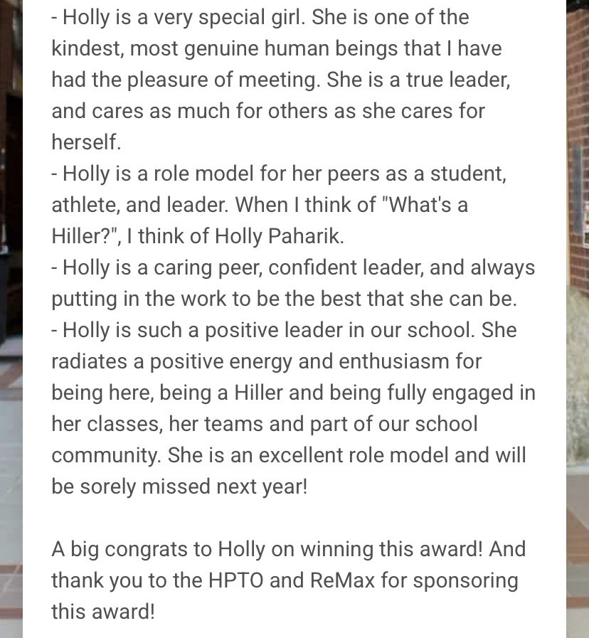 Holly Paharik (@holly15_2025) on Twitter photo Extremely grateful to have been selected as Student of the Month for the month of March.
#MoreThanJustAnAthlete
<a href="/CoachKvilhaug/">Amy Kvilhaug</a> <a href="/_coachrachel/">Rachel Coleman</a> <a href="/CompleteGame/">Rob Crews</a> <a href="/HopsAP/">HopsAP</a> <a href="/k_jacklets/">Kerri Jacklets</a> <a href="/StarsNat18U/">Stars National Coleman 18U</a> Extremely grateful to have been selected as Student of the Month for the month of March.
#MoreThanJustAnAthlete
<a href="/CoachKvilhaug/">Amy Kvilhaug</a> <a href="/_coachrachel/">Rachel Coleman</a> <a href="/CompleteGame/">Rob Crews</a> <a href="/HopsAP/">HopsAP</a> <a href="/k_jacklets/">Kerri Jacklets</a> <a href="/StarsNat18U/">Stars National Coleman 18U</a>