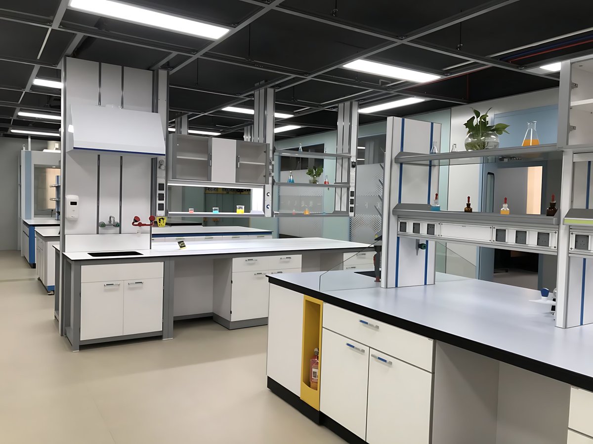 BOKA_LAB's tweet photo. Modern chemical laboratory with white workstations, fume hood, lab equipment, reagent bottles, green plants, clean, bright lighting, and a scientific atmosphere.
#chemicalLab #collegeLab #workbench https://t.co/PeXPziNFxR