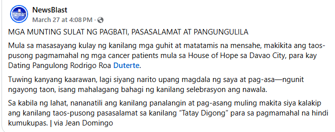 archiekins29's tweet photo. Mga pagbati ng mga munting anghel ng House of Hope noong ika 80 kaarawan ni FPRRD
🇵🇭😢👊
#BringHimHome
#bringprrdhome
#BringDuterteHome https://t.co/M3sioMkuF3