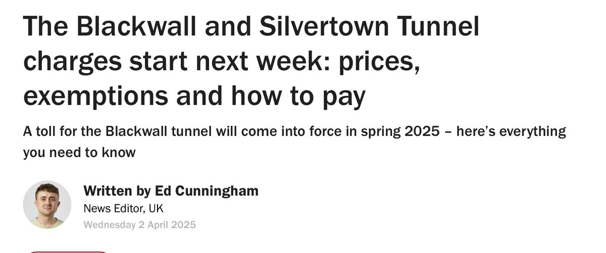 As the tolled Silvertown Tunnel opens today, 80,000 Blackwall Tunnel users every day will be forced to pay a toll to use the crossing they've used for decades for free. Why? Because they're being asked to clean up the mess that the Mayor &amp; TfL have created with Silvertown 🧵1/n