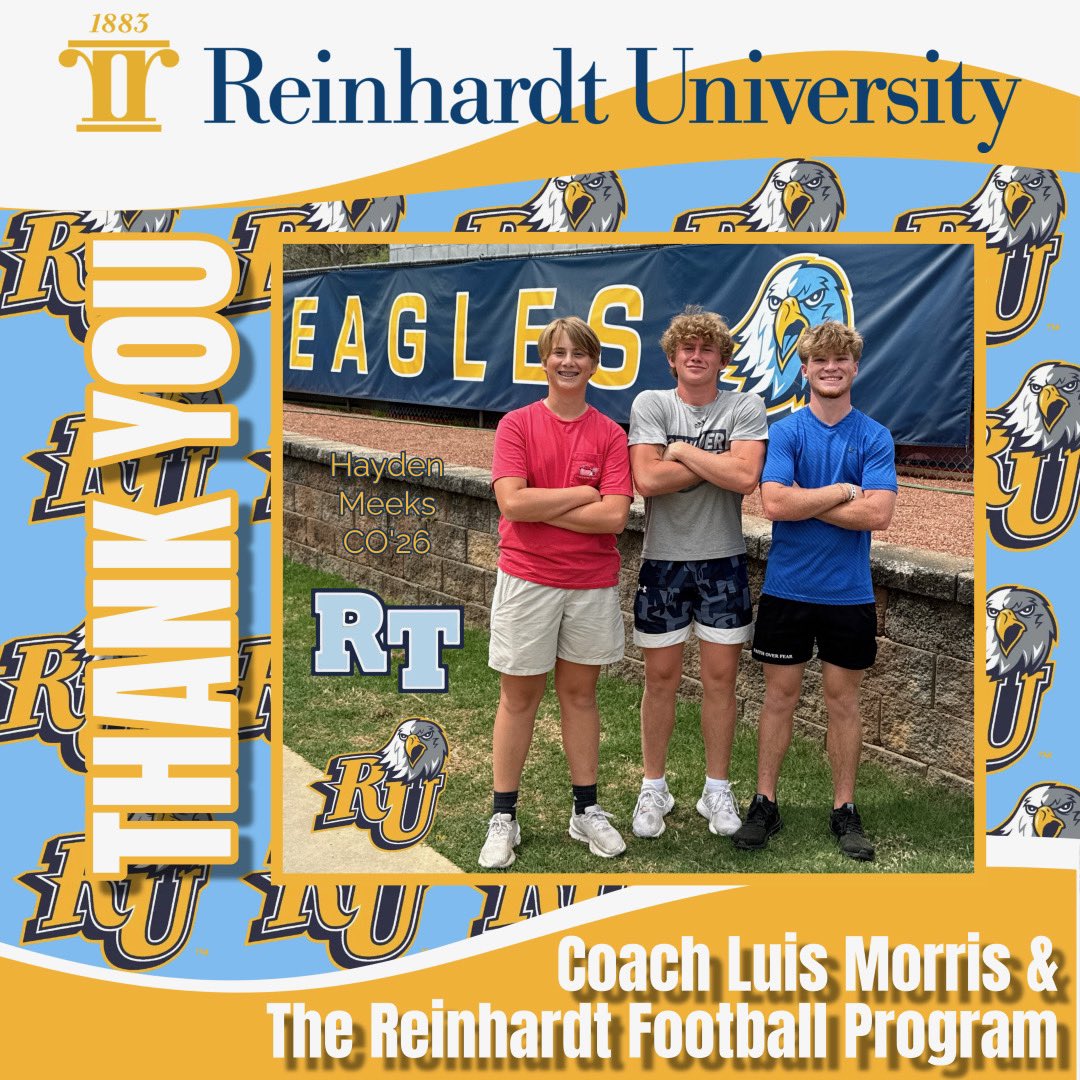 Hayden Meeks (@haydenmeeks_22) on Twitter photo Shoutout to <a href="/CoachLuMorris/">Luis Morris</a> for taking the time to show me the around the great program yall have built over at @reinhardfootball! I am glad I made this connection I plan to keep our bond strong! <a href="/CoachRobRTCA/">Coach Kevin Robbins(RTCA) CSCS 💪🏾</a> <a href="/CoachMeeks4/">Matthew Meeks</a> <a href="/CoachJDurden/">Coach Durden</a> Shoutout to <a href="/CoachLuMorris/">Luis Morris</a> for taking the time to show me the around the great program yall have built over at @reinhardfootball! I am glad I made this connection I plan to keep our bond strong! <a href="/CoachRobRTCA/">Coach Kevin Robbins(RTCA) CSCS 💪🏾</a> <a href="/CoachMeeks4/">Matthew Meeks</a> <a href="/CoachJDurden/">Coach Durden</a>