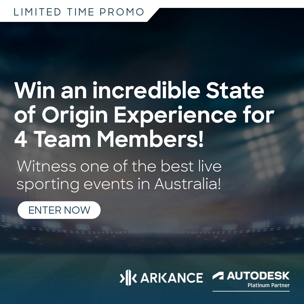 Limited time promo - witness one of the best live sporting events in Australia!

Enter now: bit.ly/41Eyka0

#StateOfOrigin #Promo #Autodesk #Architecture #Engineering #Construction #ProductDesign #Manufacturing #ARKANCEANZ