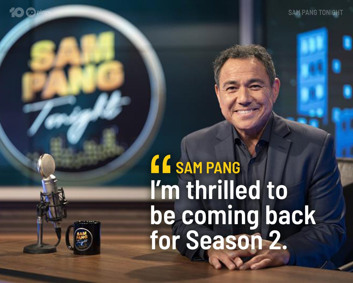 Channel10AU's tweet image. You heard that right folks, we&apos;re giving you twice the laughs with a second season of @SamPangTonight later in the year! 🎙️🌙
 
#SamPangTonight | Continues 8.40 Tonight on @Channel10AU and 10 Play