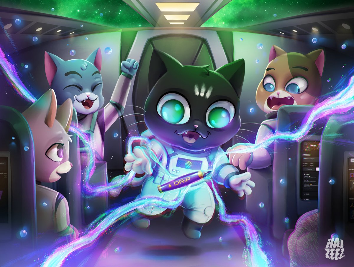 My submission for DRiP X JUP contest. 💧

Spent a lot of time and thought on this one. Inspired by the floating pen scene in 2001: A Space Odyssey -an iconic moment in cinema history &amp; just as exciting about the DRiP acquisition!

Check  🧵 below to know more about my process