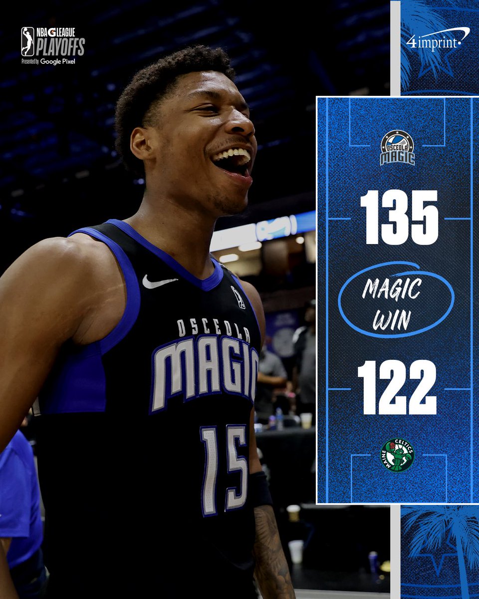MAGIC WWIN 🪄

OSCEOLA IS HEADING TO THE NBA G LEAGUE FINALS ✨

McClung: 42 PTS, 16-26 FG
Thompson: 20 PTS, 3 3PM
Slawson: 20 PTS, 9 AST