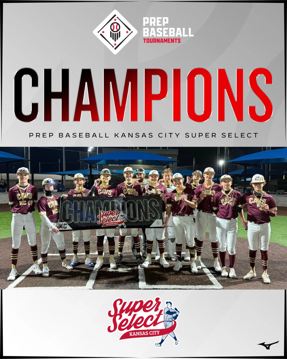 🏆CHAMPIONS🏆 

Congratulations to the 2025 PBKC Super Select 14U D2 Champions, Cavaliers - Maroon!!!  

#PrepBaseballKC