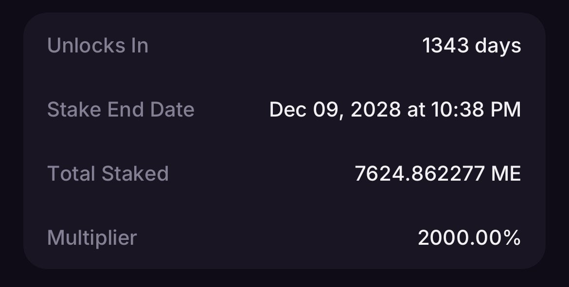 Where all my $ME max stakers at?