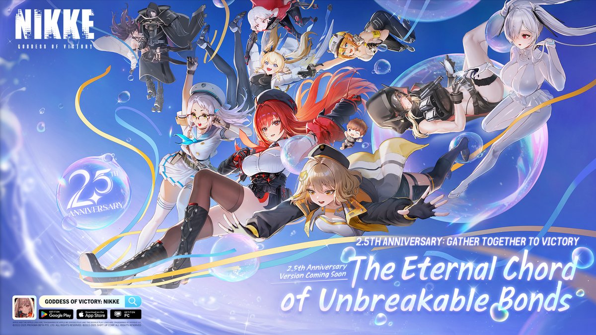 NIKKE_en's tweet image. ✨【NIKKE 2.5th Anniversary】✨
#NIKKEAnniversary #NIKKELivestream
「The Eternal Chord of Unbreakable Bonds」
2.5th Anniversary version coming soon~
#NIKKE