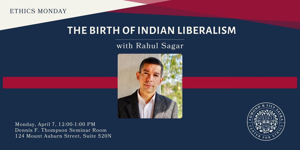 Rahul Sagar (@rahulsagar) on Twitter photo Tomorrow at <a href="/Harvard/">Harvard University</a> <a href="/HarvardEthics/">Edmond & Lily Safra Center for Ethics</a> I will be speaking about a sanyasi from Calcutta who in 1858 went up the Himalayas to meditate on how to revive India and eventually came down in 1865 to inaugurate liberal constitutional reform in the Native States beginning with Kutch Tomorrow at <a href="/Harvard/">Harvard University</a> <a href="/HarvardEthics/">Edmond & Lily Safra Center for Ethics</a> I will be speaking about a sanyasi from Calcutta who in 1858 went up the Himalayas to meditate on how to revive India and eventually came down in 1865 to inaugurate liberal constitutional reform in the Native States beginning with Kutch