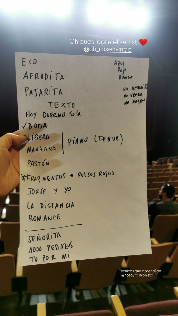 Musa de Lirio (@musa_de_lirio) on Twitter photo Que tremenda noche hoy, <a href="/camilamoreno_/">Camila Moreno</a> y <a href="/nicolemusica/">Nicole</a> invitadas al show de <a href="/Ch_Rosenvinge/">Christina Rosenvinge</a> en el <a href="/teatrooriente/">Teatro Oriente</a>, además les dejo el setlist enfocado en "Los versos sáficos", una jornada perfecta 🍎✨. Que tremenda noche hoy, <a href="/camilamoreno_/">Camila Moreno</a> y <a href="/nicolemusica/">Nicole</a> invitadas al show de <a href="/Ch_Rosenvinge/">Christina Rosenvinge</a> en el <a href="/teatrooriente/">Teatro Oriente</a>, además les dejo el setlist enfocado en "Los versos sáficos", una jornada perfecta 🍎✨.