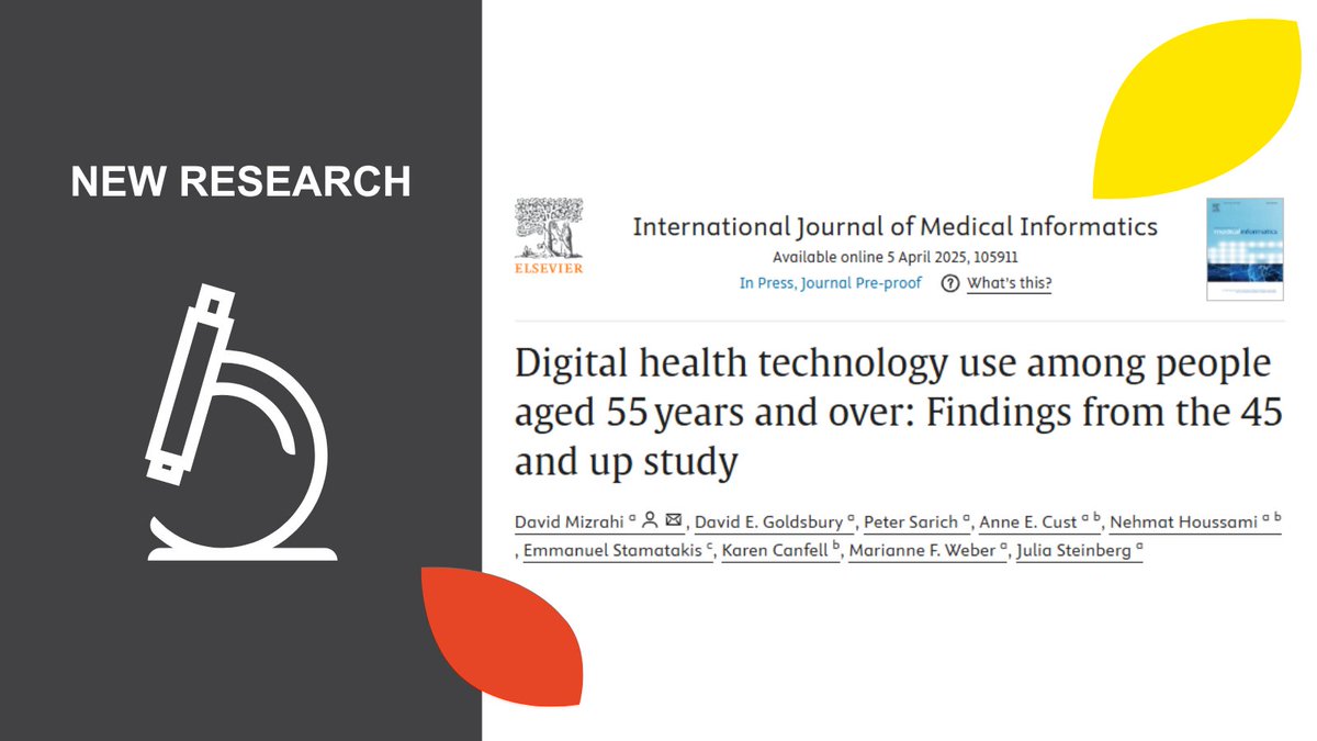 NEW RESEARCH🔬| A recent study in Australia found that digital technology use is highly prevalent among participants aged 55 to 74 years, but significantly decreases in those over 75 years.

🔍Targeted interventions using digital technologies are essential to advance public