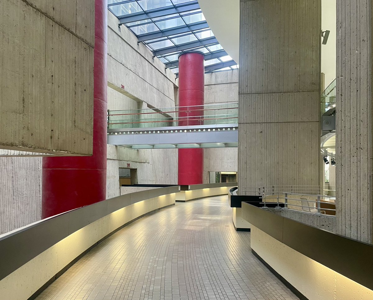 Interior of John Portman’s Renaissance Center (1977) in Detroit, MI