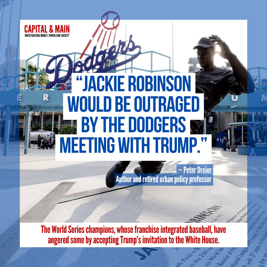 Capital & Main (@capitalandmain) on Twitter photo ‘Jackie Robinson Would Be Outraged’ — Author Peter Dreier on the <a href="/Dodgers/">Los Angeles Dodgers</a>’ Visit With Donald Trump
capitalandmain.com/jackie-robinso… ‘Jackie Robinson Would Be Outraged’ — Author Peter Dreier on the <a href="/Dodgers/">Los Angeles Dodgers</a>’ Visit With Donald Trump
capitalandmain.com/jackie-robinso…