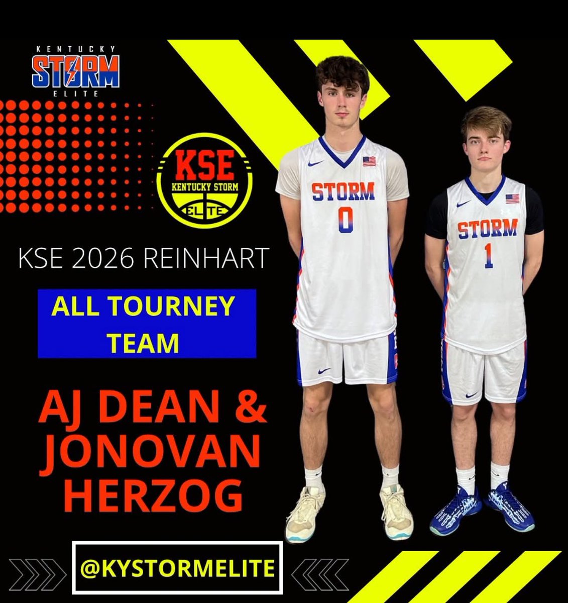 Congrats AJ Dean &amp; @jonovan_herzog on being named Bearcat Classic ALL TOURNEY TEAM! 💪🔥 Way to stand out today boys! 🏀 #KSE #KSE2026REINHART #KyStormElite #bearcatClassic