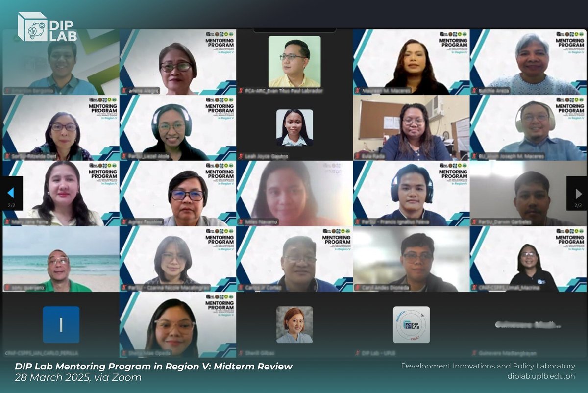 diplab_uplb's tweet photo. #DIPLabUpdates
The Midterm Review last March 28th was a huge success! Our dedicated mentees in the DIP Lab Mentoring Program in Region V presented the progress they have made in the policy research proposals, with guidance from their esteemed mentors. 🙌 https://t.co/byfmS5FACd