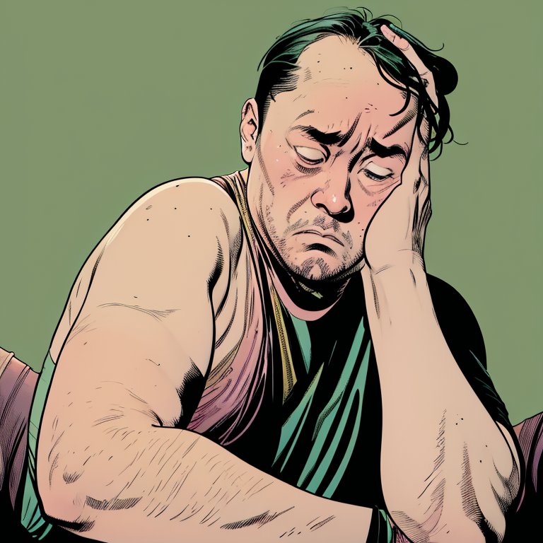 ステレオタイプのおじさんしか生成できなかったけど、少しずつ人間的な仕草、表情みたいなものが出せるようになってきた。
プロンプトは「伏し目」「困った顔」「元気がない」
からの「かわいい」も入ってるというカオス。

#今日の平井さん 
#訳あってAIでおじさんを生成しています 
#ComfyUI