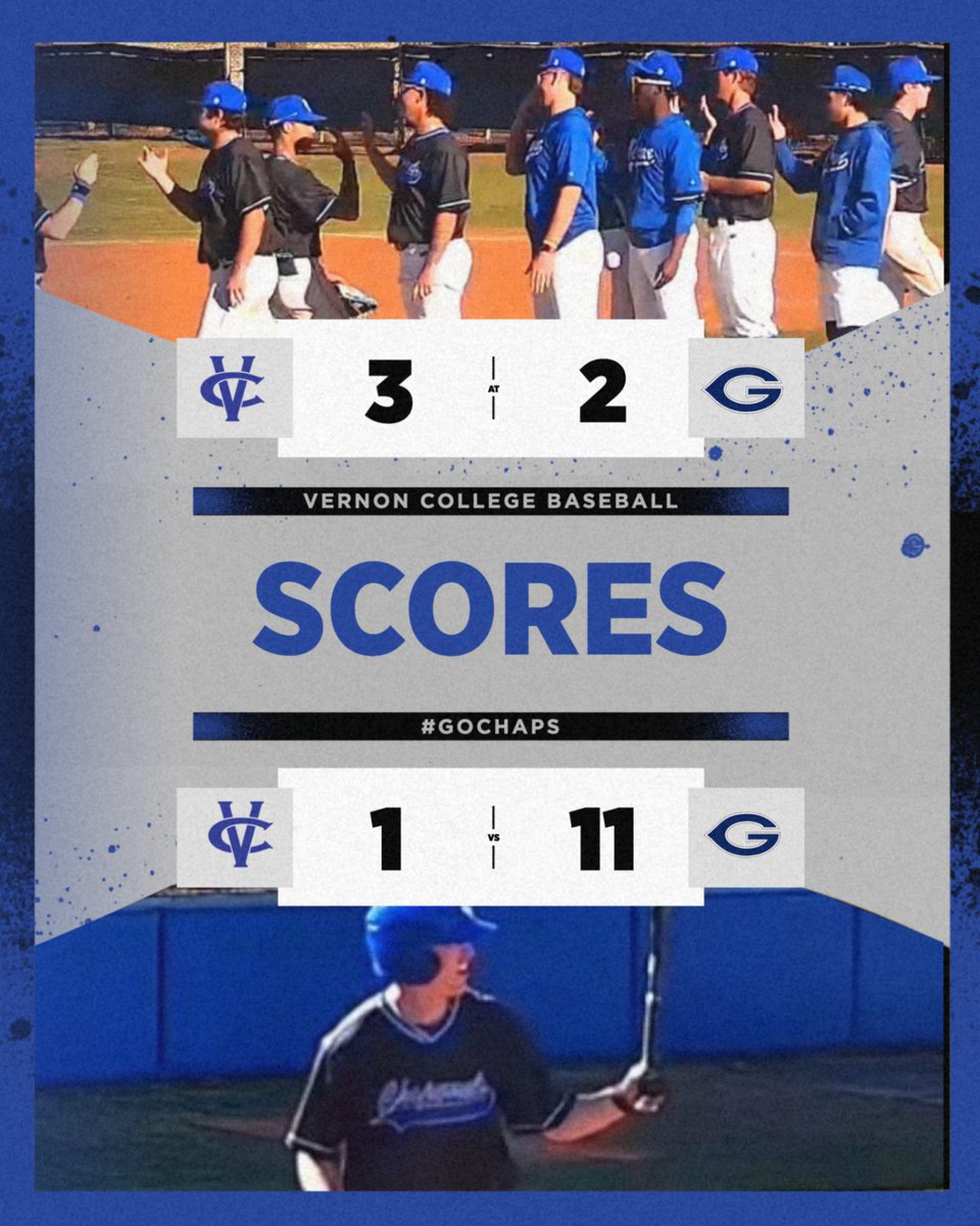 Vernon College Baseball (@vernon_baseball) on Twitter photo Chaps split the day and the series against Grayson.
Improve to 25-15 and 9-7 in conf.
<a href="/CooperT51020165/">Cooper Thomas</a> 3/5, 2B, 1 RBI, 1R
<a href="/realjoeyduran4/">Joey Duran</a> 3/5, 3B, 1 RBI, 1R
<a href="/AnthonyTalpa/">Anthony Talpa</a> 1/4, 2B, 1R
<a href="/chancef0505/">Chance Fouts</a> W, 4.1 IP 2H, 2R
<a href="/HaidynCunningh2/">Haidyn Cunningham</a> 1.2 IP 1H, 0R
<a href="/KobyChesterton/">Koby Chesterton</a> SV, 1 IP 0H, 0R Chaps split the day and the series against Grayson.
Improve to 25-15 and 9-7 in conf.
<a href="/CooperT51020165/">Cooper Thomas</a> 3/5, 2B, 1 RBI, 1R
<a href="/realjoeyduran4/">Joey Duran</a> 3/5, 3B, 1 RBI, 1R
<a href="/AnthonyTalpa/">Anthony Talpa</a> 1/4, 2B, 1R
<a href="/chancef0505/">Chance Fouts</a> W, 4.1 IP 2H, 2R
<a href="/HaidynCunningh2/">Haidyn Cunningham</a> 1.2 IP 1H, 0R
<a href="/KobyChesterton/">Koby Chesterton</a> SV, 1 IP 0H, 0R