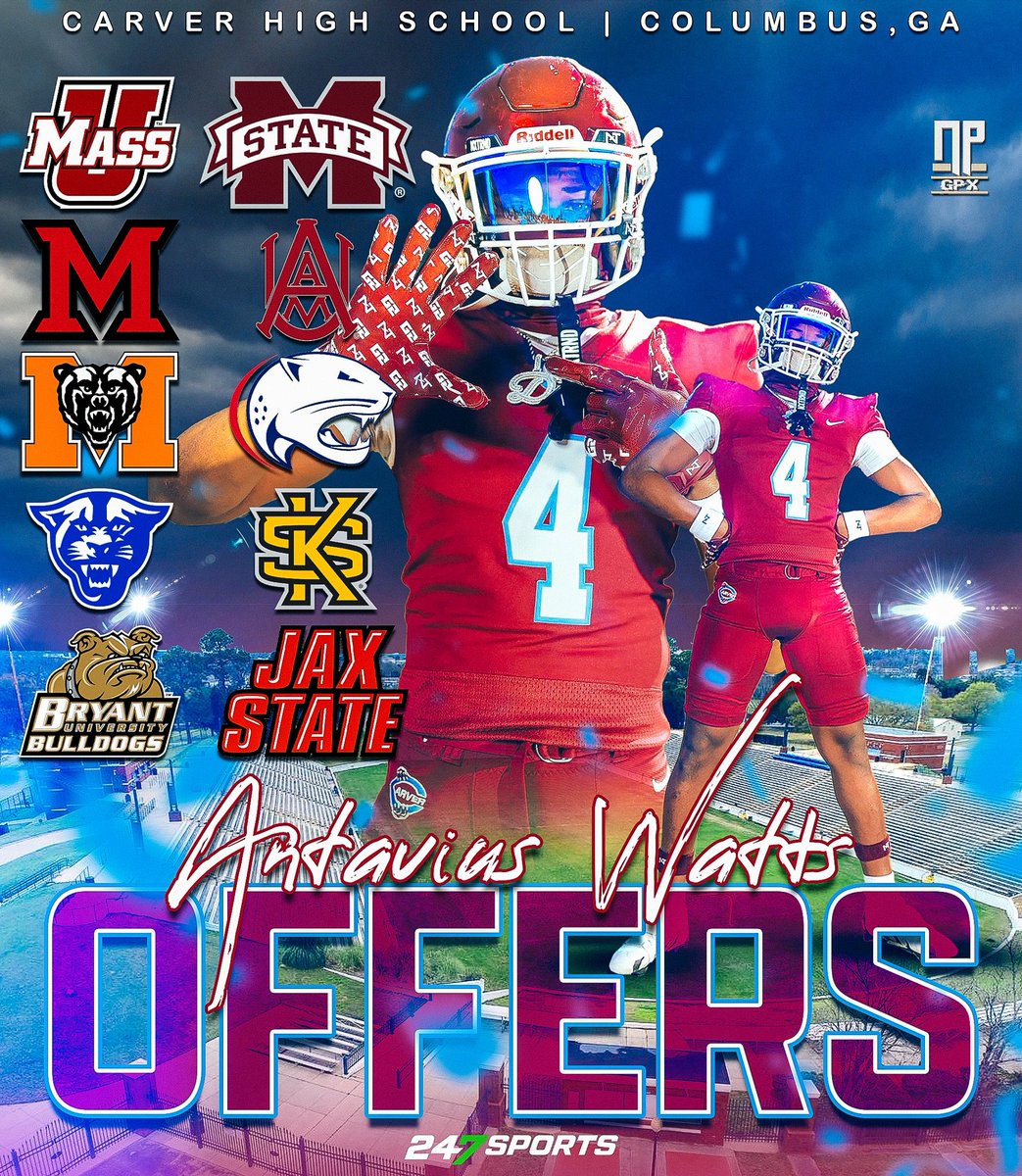 Antavius Watts (<a href="/5000watts2026/">Antavius Watts</a>), the class of 2026 safety from Carver High School (Columbus, GA), releases his current offer list that has risen to 10!