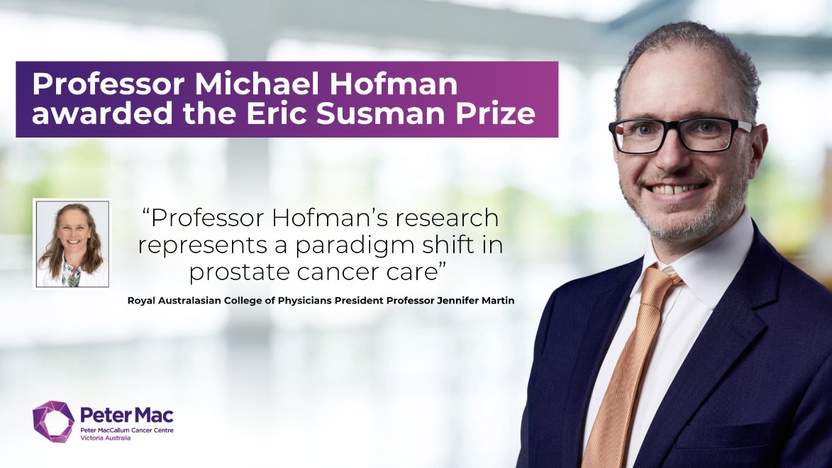 Peter Mac Cancer Centre (@petermaccc) on Twitter photo Congratulations to <a href="/DrMHofman/">Michael Hofman</a> on winning the prestigious <a href="/TheRACP/">The Royal Australasian College of Physicians</a> Eric Susman Prize for transforming prostate cancer care through theranostics – combining precision imaging with targeted radiation.
🔗 racp.edu.au/news-and-event…
#ProstateCancer #Theranostics #EricSusmanPrize Congratulations to <a href="/DrMHofman/">Michael Hofman</a> on winning the prestigious <a href="/TheRACP/">The Royal Australasian College of Physicians</a> Eric Susman Prize for transforming prostate cancer care through theranostics – combining precision imaging with targeted radiation.
🔗 racp.edu.au/news-and-event…
#ProstateCancer #Theranostics #EricSusmanPrize