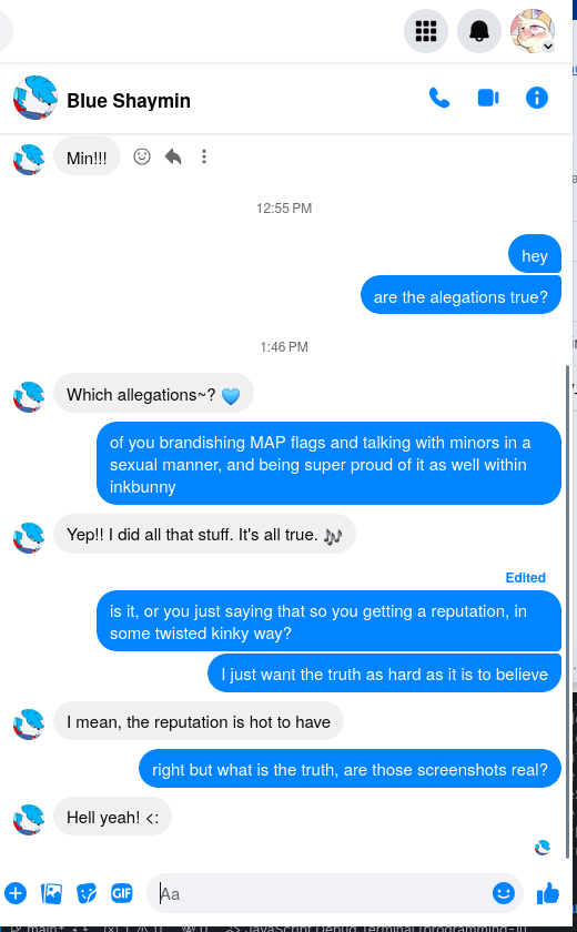 Official_Marbu's tweet photo. Jared Tylec/Blue Shaymin, openly admitting he is a paedophile now

I can say I told you so now lmao https://t.co/Rc6QCR3dcI