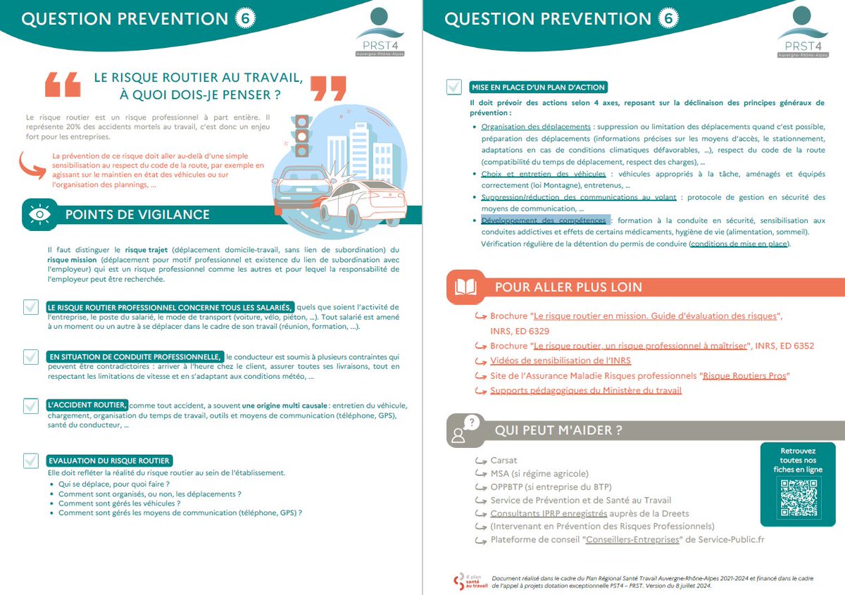 🚘Le risque routier représente 20 % des accidents mortels au travail et tout salarié est amené à se déplacer (réunion, formation, ...).
Pour prévenir ce #RisquePro, lisez la fiche #prévention n°6 !👇
🔗 Les 16 fiches pour les dirigeants d'entreprise : tinyurl.com/59yr3aja