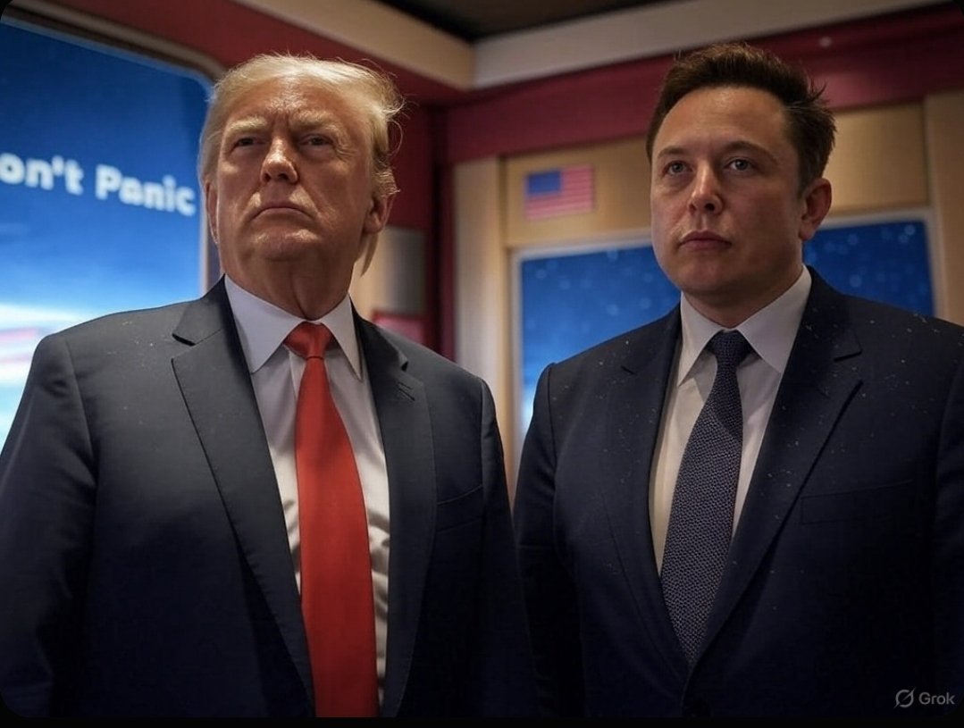 titaniusmaxamus's tweet photo. Buckle up, Earthlings—2025’s wilder than a Vogon constructor fleet, but we’ve got Donald Trump steering the ship and Elon Musk pitching in like Ford Prefect, that galactic rogue who always fought to set things right. Tariffs are spiking like hyperspace tolls (Trump’s call!), the stock market’s wobbling like a drunk Pan-Galactic Gargle Blaster, and Tesla’s taking a hit—stock’s down, protests flaring, folks boycotting over Elon’s DOGE ideas. Chaos? Yep. But slap a towel on it and heed the Guide’s golden rule: Don’t Panic! This isn’t the end—it’s America’s reboot, and Trump and Elon are both doing their part.

Tesla’s in a slump—sales dipping, stock sliding—and some grumble Elon’s distracted with DOGE. Meanwhile, Trump’s tariff wall has folks fretting over prices like it’s a Vogon poetry slam—grim stuff. But hold up: Elon’s not running the country (calm down, pitchfork crew); he’s just our Ford Prefect, tinkering away to fix what’s broken, like he’s done with rockets and cars. Trump’s the captain, shielding Main Street from trade cheats with those bold tariffs. DOGE? It’s not about slashing Social Security or Medicaid to spite hardworking folks (poor souls, they don’t see it yet). It’s about rooting out a mind virus—a Great Hyperlobic Omni-Cognate Neutron Wrangler of waste and fraud clogging our systems. They’re not taking grandma’s check—they’re making sure it lasts, not flops next budget crisis.

Picture it: tariffs shaking trade, markets jittery—it’s a cosmic transition. Trump’s tough moves might look bleak to some—like a bulldozer eyeing Arthur Dent’s house—but it’s the old, bloated ways getting zapped. Trump’s tariff grit and Elon’s DOGE brainstorm (think $500 billion in entitlement fraud, not benefits) are scrubbing the virus with the Infinite Improbability Drive. Sure, it’s rough—Tesla’s catching flak, and some peg them as the bad guys—but this is the storm before the stellar dawn. The good stuff—secure jobs, solid healthcare, a thriving economy—comes back stronger. It’s not about taking; it’s about fixing America.

To the doubters: I get it. Change feels like a Babel Fish in your ear—unsettling, weird. You’re not wrong to worry about what’s yours. But this isn’t a Vogon demolition job; it’s Trump leading with guts and Elon pitching in with genius, doing what’s right, not what’s easy. Tesla’ll bounce back—Ford Prefect never quits—and America? It’ll soar with Trump’s drive and Elon’s spark. Grab your towel, trust the team that’s won elections and landed rockets, and let’s ride this improbable wave to a better galaxy. The Guide says Don’t Panic—and with Trump and Elon on the case, we’re gonna be tremendous!

@DOGE @elonmusk @realDonaldTrump @tesla #dontpanic #ElonMusk #DOGE #Tesla #stockmarketcrash