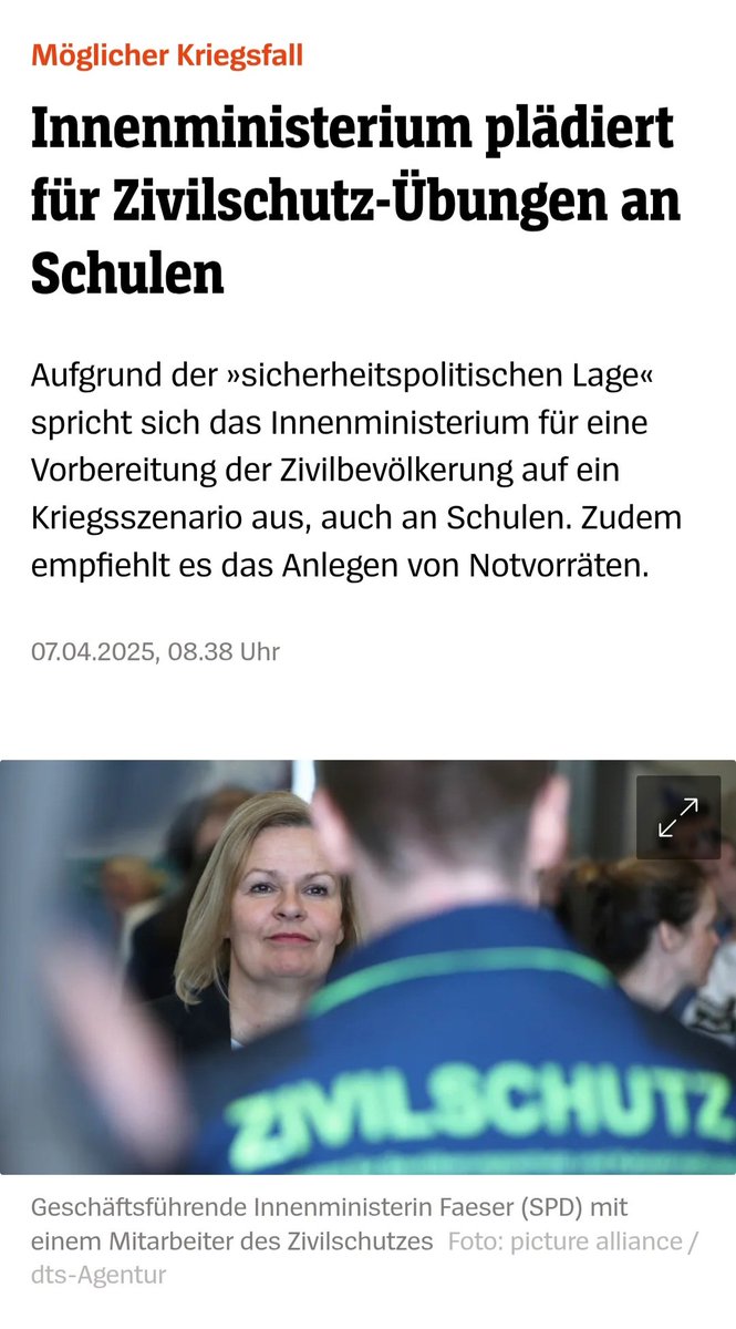 Der Kriegstüchtigkeitswahn kennt keine Grenzen: Nun sollen selbst Kinder in Schulen auf Krieg getrimmt &amp; für den „Ernstfall“ vorbereitet werden. Irre! Wie wäre es stattdessen mit #Diplomatie &amp; #Entspannungspolitik, um „kriegsbedingte Krisen“ nach Möglichkeit zu vermeiden?