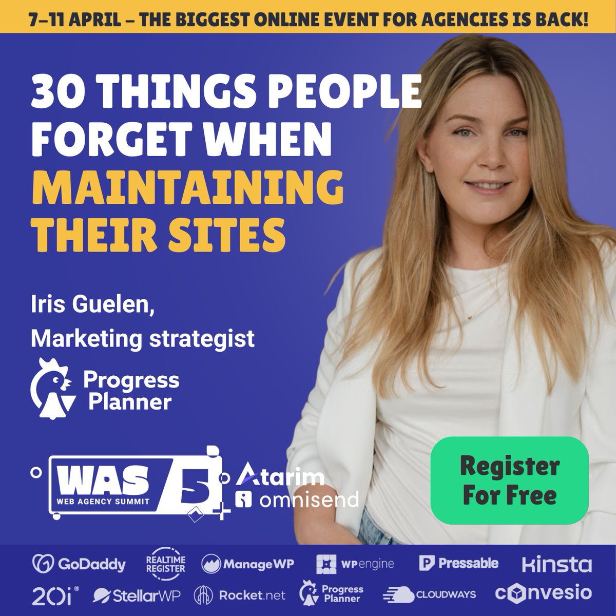 MyProgressPlan's tweet image. 👋 Meet Iris Guelen from Progress Planner!

At #WAS2025, she’s revealing 30 things people forget when maintaining their websites – and trust us, you’ve missed a few. 😉

🎟️ Register FREE: atarim.io/summit/?utm_so…

#WebAgencySummit #ProgressPlanner #WordPressTips
