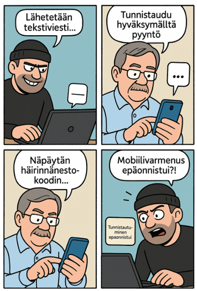 🚨 Käytätkö mobiilivarmennetta? Ole tarkkana! 🔐

Verkkorikolliset seuraavat kehitystä ja iskevät sinne, missä käyttäjiä on paljon – ja nyt kohteena on suosiota kasvattanut #mobiilivarmenne.

📢 <a href="/CERTFI/">Traficomin Kyberturvallisuuskeskus</a>  Kyberturvallisuuskeskuksen 4.4. viikkokatsauksen mukaan rikolliset ovat