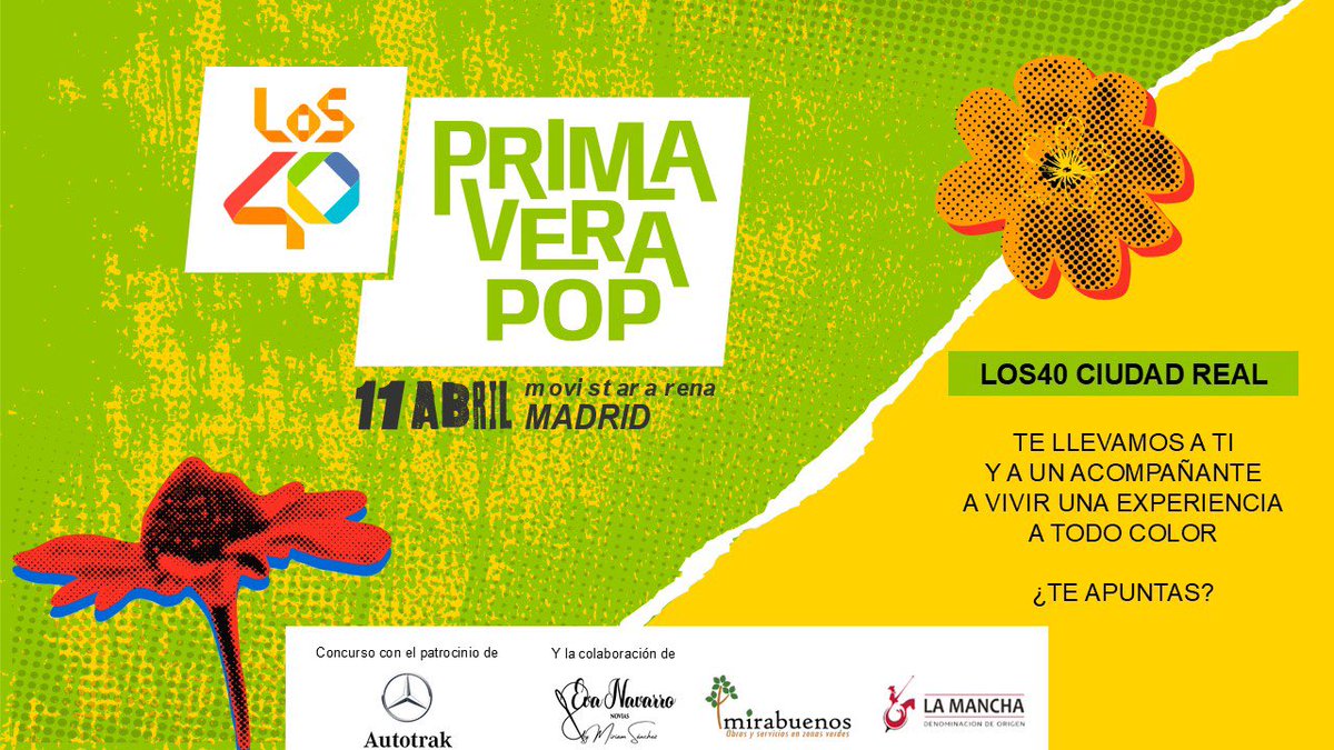 🤩 #LOS40CR sorteamos 1 entrada doble para #LOS40PrimaveraPOP

✅ Síguenos y dinos con quien irías

🗣️ Descubre el 10/04 el ganador

Promoción válida para mayores de 18 años