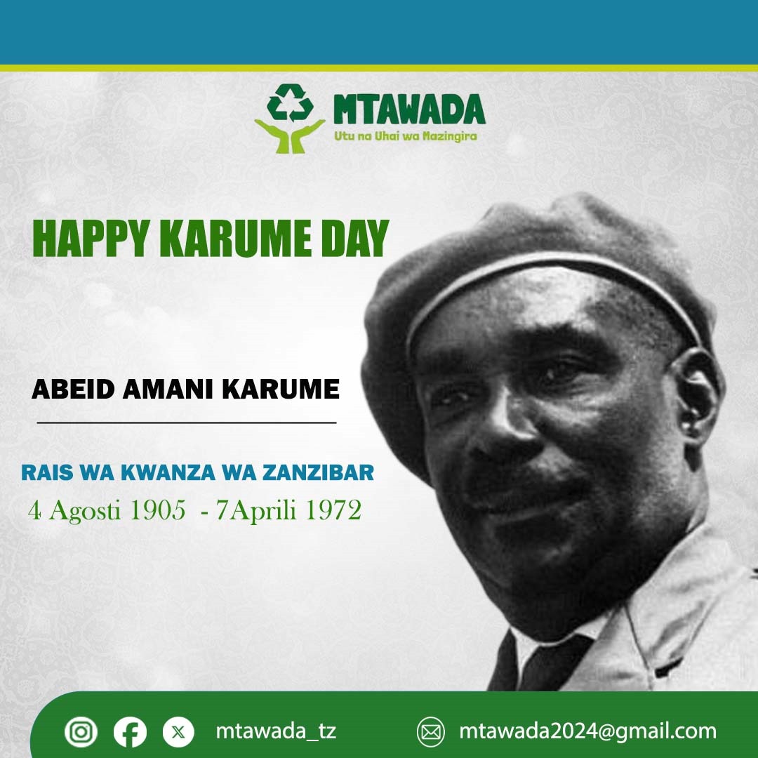 Tunawatakia Watanzania Wote Heri ya Maadhimisho ya Kumbukizi ya Miaka 53 ya Kifo cha Rais wa Kwanza wa Zanzibar, HAYATI SHEIKH ABEID AMANI KARUME.
#karumeday