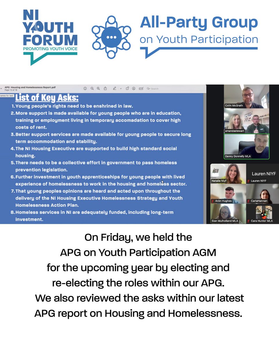 APG on Youth Participation 🗣💬🙌

On Friday we held the AGM of our APG on Youth Participation.

🤝 This allowed us to elect/ re-elect some of the roles that help make our All-Party Group work!
🏡 We also reviewed the key asks of the report on our latest theme of 'Housing &amp;