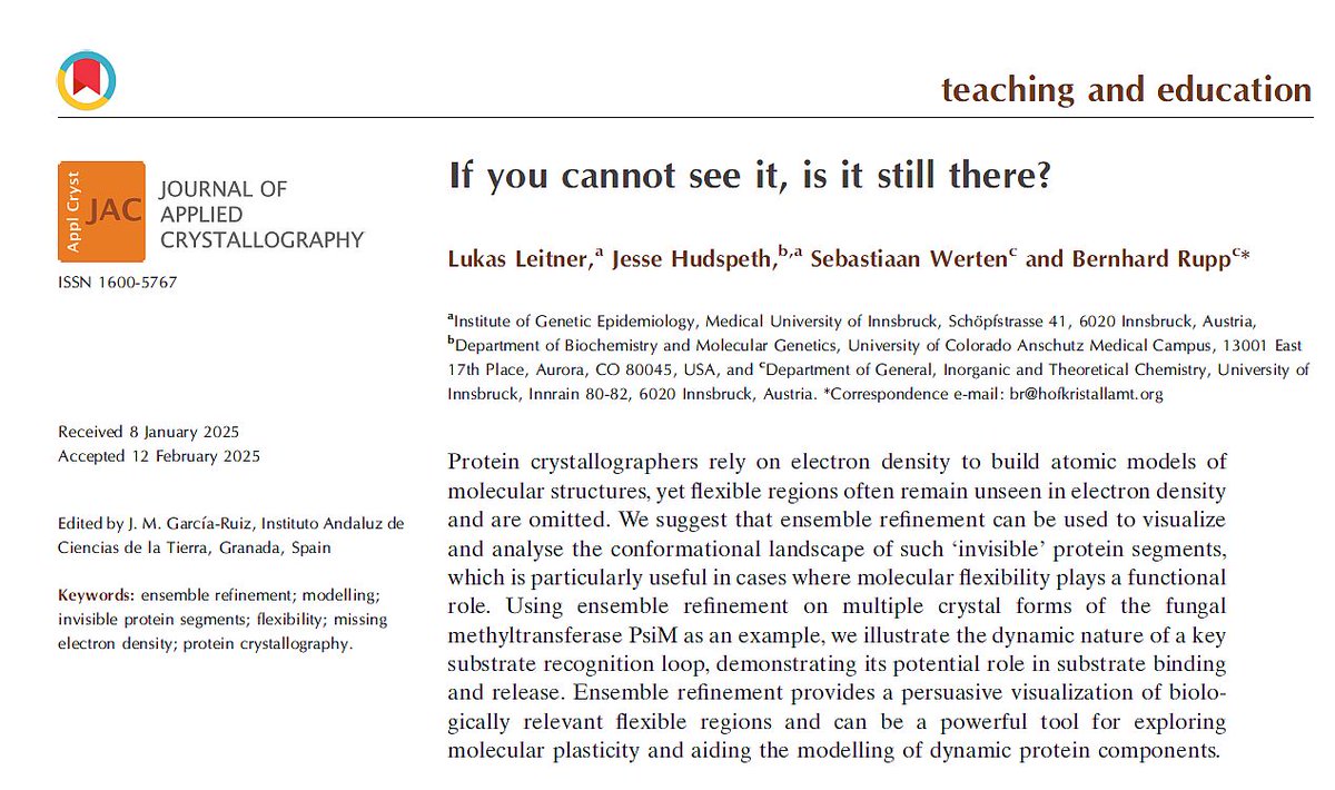 This week's reading suggestion: J. Appl. Cryst. (2025). 58, 615–621.
doi.org/10.1107/S16005…
#Crystallography
Have a nice week!