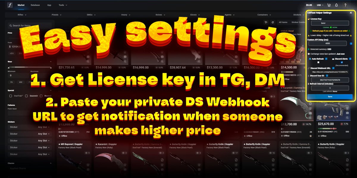 CsfloatHelper's tweet image. Our extension is safe for use (No Virus, No Malware). Please get only in official TG channel. (Link in bio)