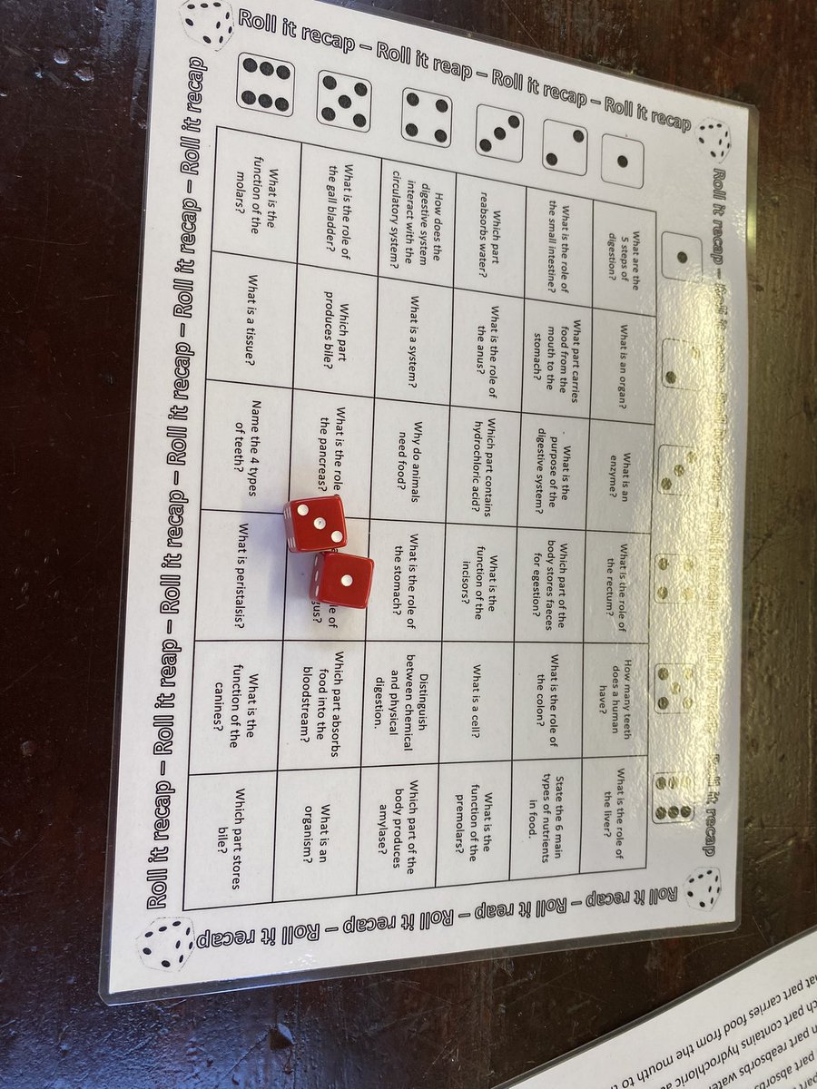 StMarysNenagh's tweet image. Our first years are brushing up on the digestive system with the Roll It Recap game — turning facts into fun and learning into a challenge. Let the good times (and dice) roll!

#DigestiveSystem #FirstYearRevision #RollItRecap #LearningThroughPlay