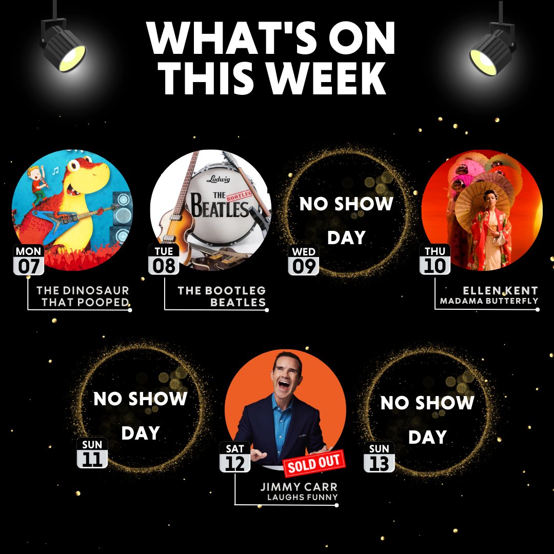 ✨WHAT'S ON THIS WEEK✨

Kickstart the Easter half-term with The Dinosaur That Pooped, followed by Bootleg Beatles and the award-winning Ellen Kent’s Madama Butterfly.

And to top it off, Jimmy Carr takes the stage for a sold-out night of dark comedy!

🎟️ atgtix.co/4gAtMFW
