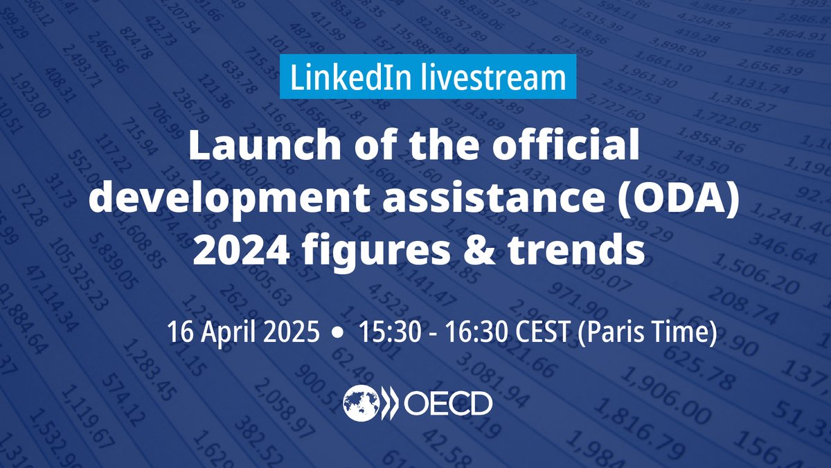 How was official development assistance (#ODA) spent in 2024? 

Watch the release of the preliminary data to find out and learn about emerging trends from OECD experts.

Join the event live on LinkedIn ➡️ brnw.ch/21wRPsM