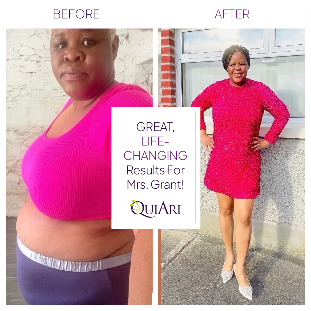 "QuiAri Shake, Energy, and Prime Gel didn't just help me lose weight. It changed my life. I started feeling younger and healthier. QuiAri targets your entire body, helping you look and feel younger from the inside out." –  Mrs. Grant.

Learn more at QuiAri.com