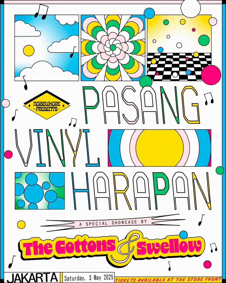 Ga sabar banget tanggal 3 Mei Showcase "pasang vinyl harapan" di Jakarta, ini spesial showcase buat <a href="/swellowband/">SWELLOW</a> dan The Cottons, untuk pertama kalinya bawain semua track di album 'pasang' dan pastinya bawain materi di album lainya