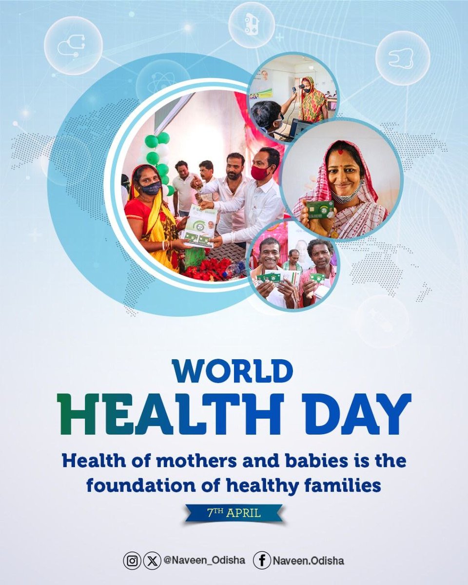 Naveen_Odisha's tweet photo. Inclusive, affordable and quality healthcare in every part of #Odisha has always remained a priority for us. To realise the vision of Sustha Odisha Sukhi Odisha, we have introduced pioneering healthcare initiatives like #Mamata, #BSKY, #AmaHospital to assure healthcare of the vulnerable and give relief to people from financial burden for accessing quality healthcare. On #WorldHealthDay, restate our commitment to build a healthy society.