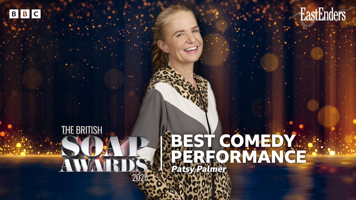 bbceastenders's tweet image. So many LOLs and lots of love for @patsypalmerx who has been nominated for Best Comedy Performance at The British @SoapAwards 2025. Head here to cast your vote: bit.ly/VoteEEAtSoapAw…
#EastEnders #TheBritishSoapAwards