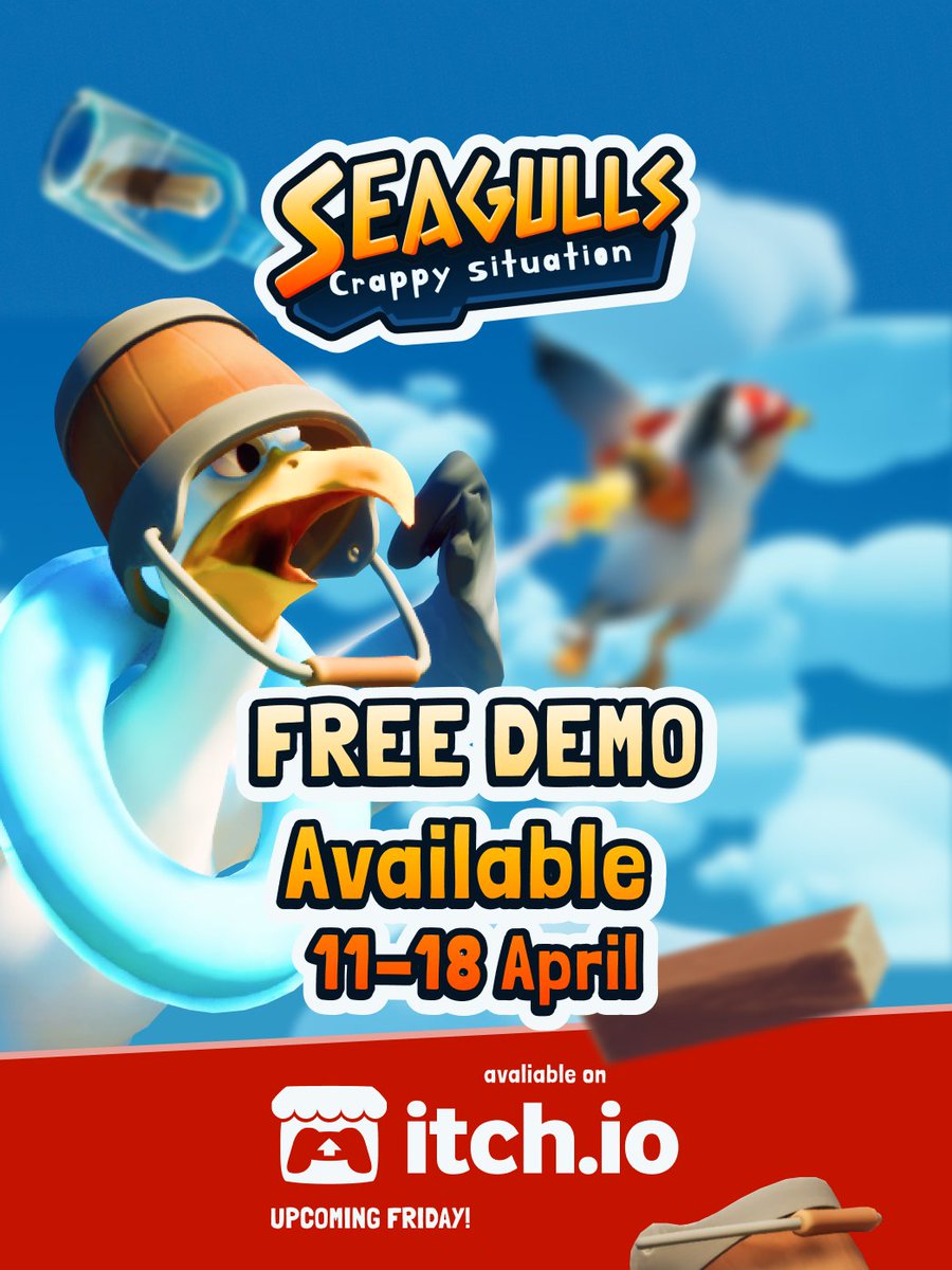 📷 DEMO TIME: SEAGULL’S CRAPPY SITUATION 📷
New playable limited demo dropping on Itch.io April 11–18! Dive into chaos, co-op mayhem, and some  cr@ppy situations! Link dropping this Friday — mark your calendars!📷 #foryourpage #foryou #IndieGameDev #indiegame